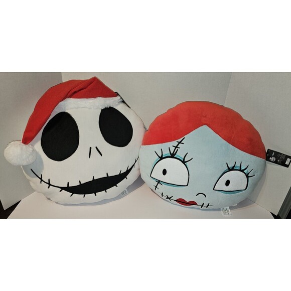 NWT Nightmare Before Christmas Jack And Sally Disney Pillows Santa Hat Jack - Picture 1 of 4